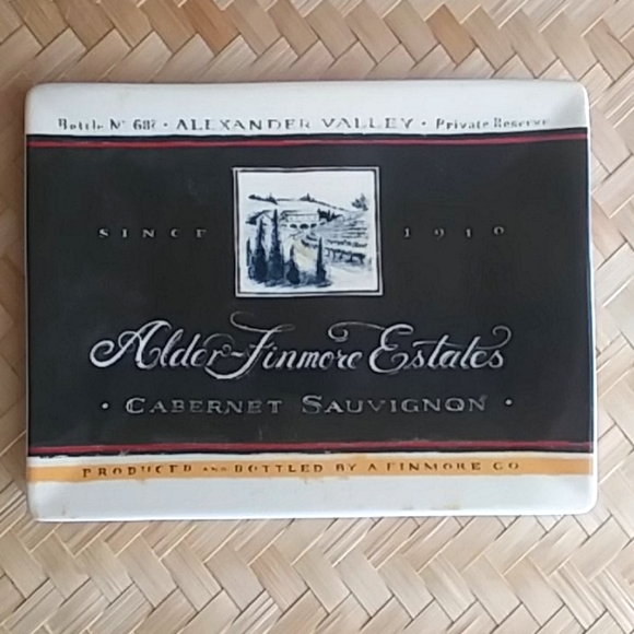 Ceramic Wine Label Appetizer Tray - Picture 1 of 7